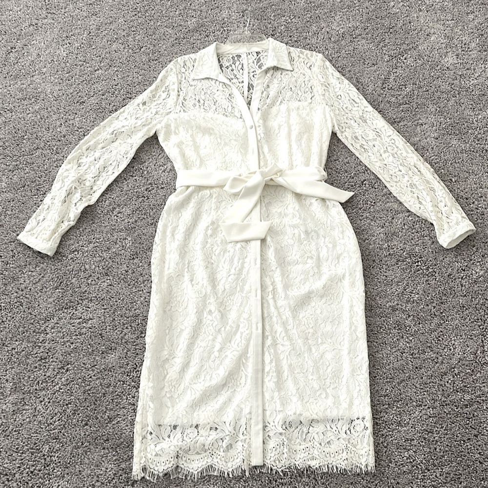 Midi White Paper doll Lace Dress in US Size 10
